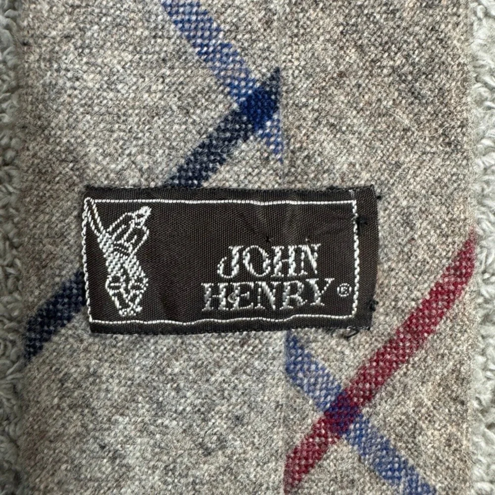John Henry Vintage Plaid Tweed Wool Blend Tie Tan Red Green Blue Strawbridge